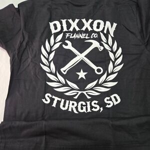 Dixxon Flannel Co Sturgis SD Black Short Sleeve T-Shirt White Crest Graphic Sz L